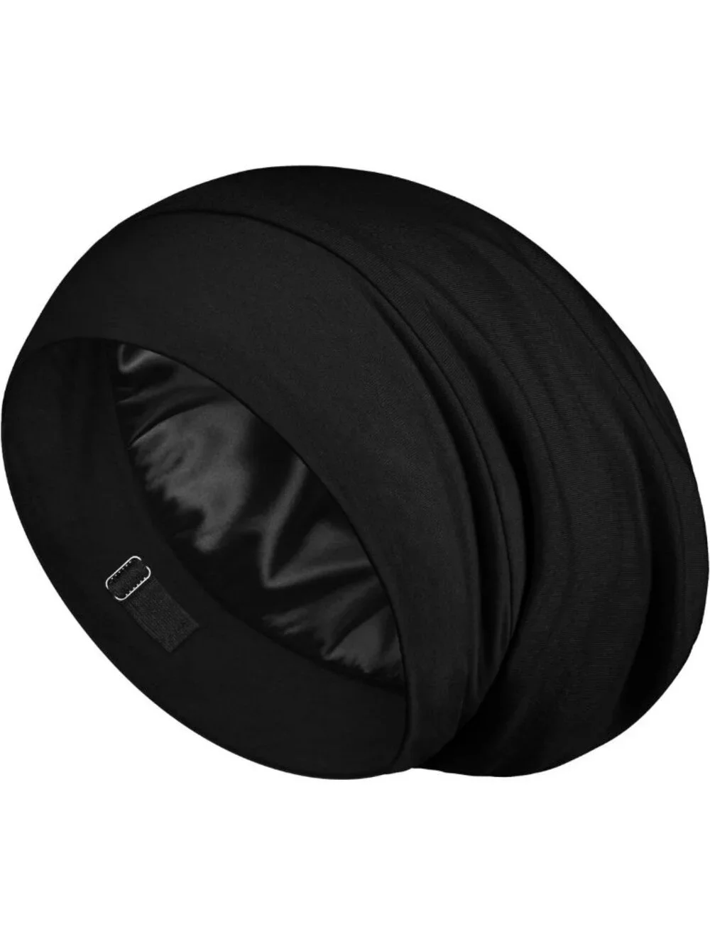 Silk Sleep Bonnet for Women & Men - Soft Mulberry Silk Hair Protection, Black